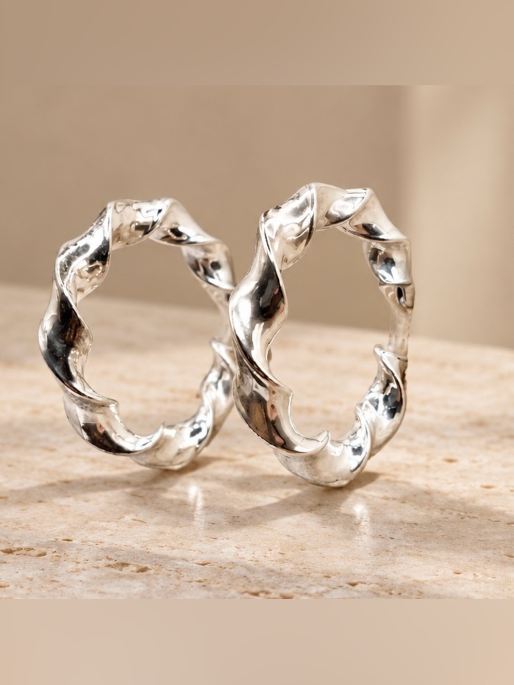 Sterling Silver Twisted Hoop Earrings